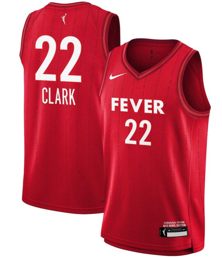 Youth Indiana Fever #22 Caitlin Clark Nike  2024 WNBA Draft Rebel Edition Victory Red Jersey->youth ncaa jersey->Youth Jersey